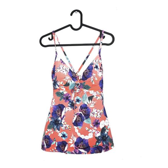 Seafolly Floral Poppy Cross Back Tankini Swim 10 - Picture 1 of 8
